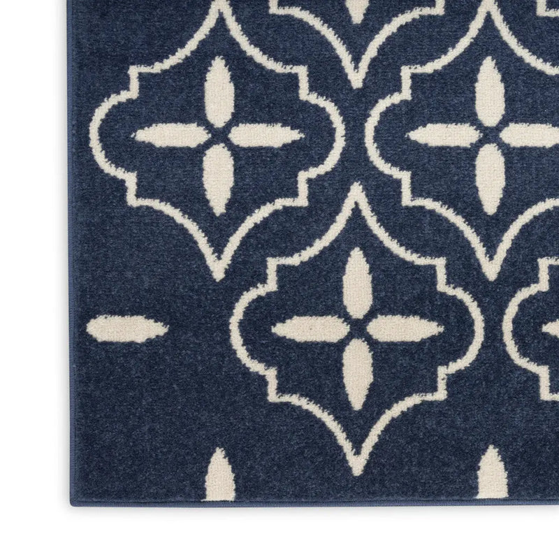 4' X 6' Navy Blue And Ivory Geometric Indoor Outdoor Area Rug Homeroots Outdoor