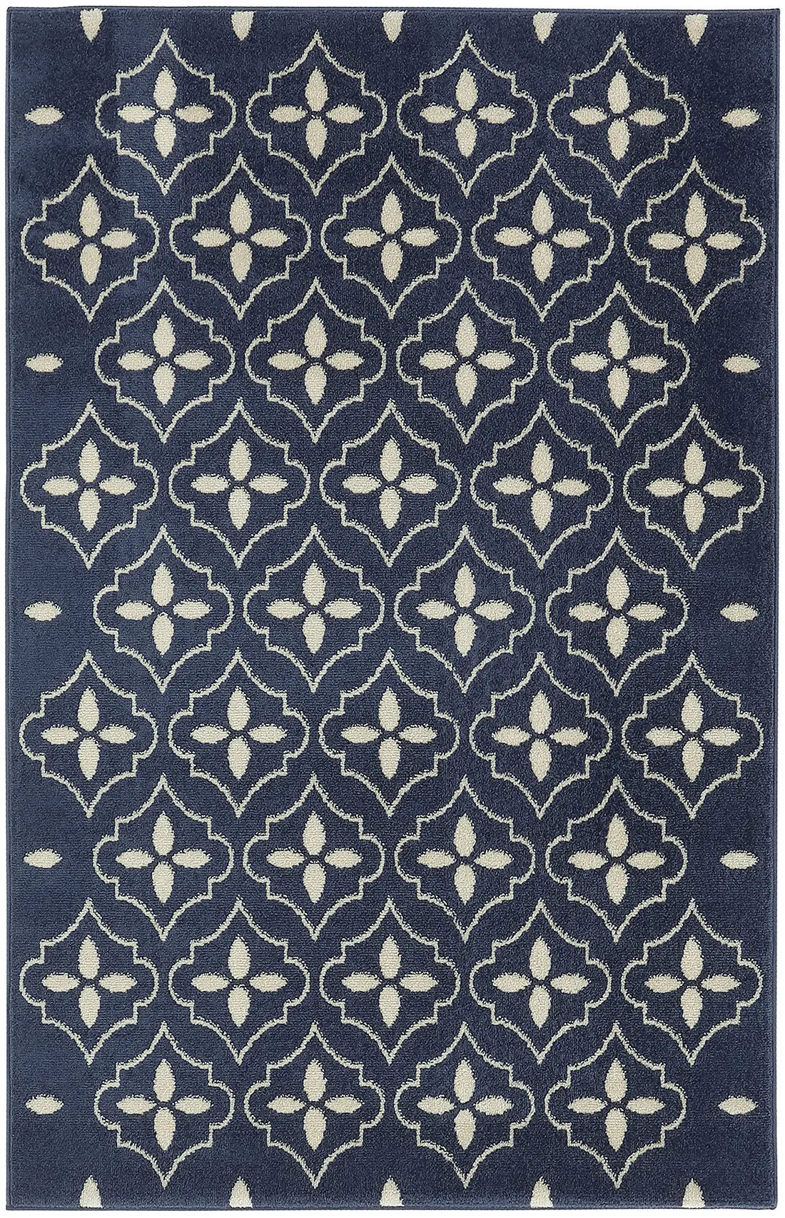 4' X 6' Navy Blue And Ivory Geometric Indoor Outdoor Area Rug Homeroots Outdoor