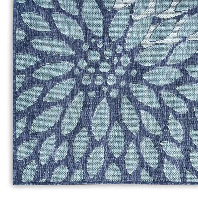 4' X 6' Navy Blue Floral Indoor Outdoor Area Rug Homeroots Outdoor