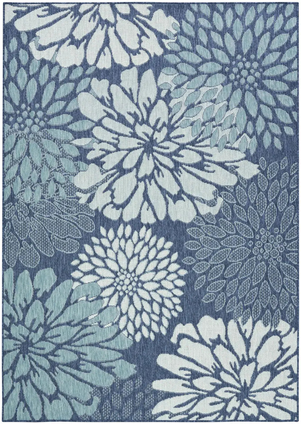 4' X 6' Navy Blue Floral Indoor Outdoor Area Rug Homeroots Outdoor