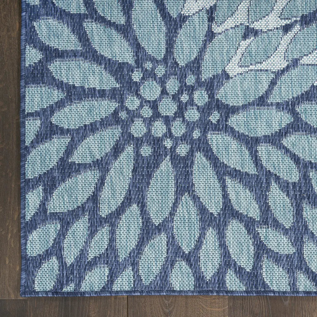 4' X 6' Navy Blue Floral Indoor Outdoor Area Rug Homeroots Outdoor