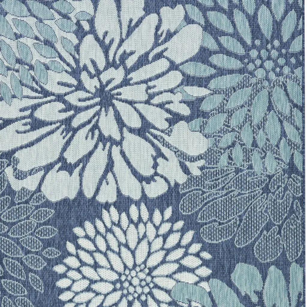 4' X 6' Navy Blue Floral Indoor Outdoor Area Rug Homeroots Outdoor
