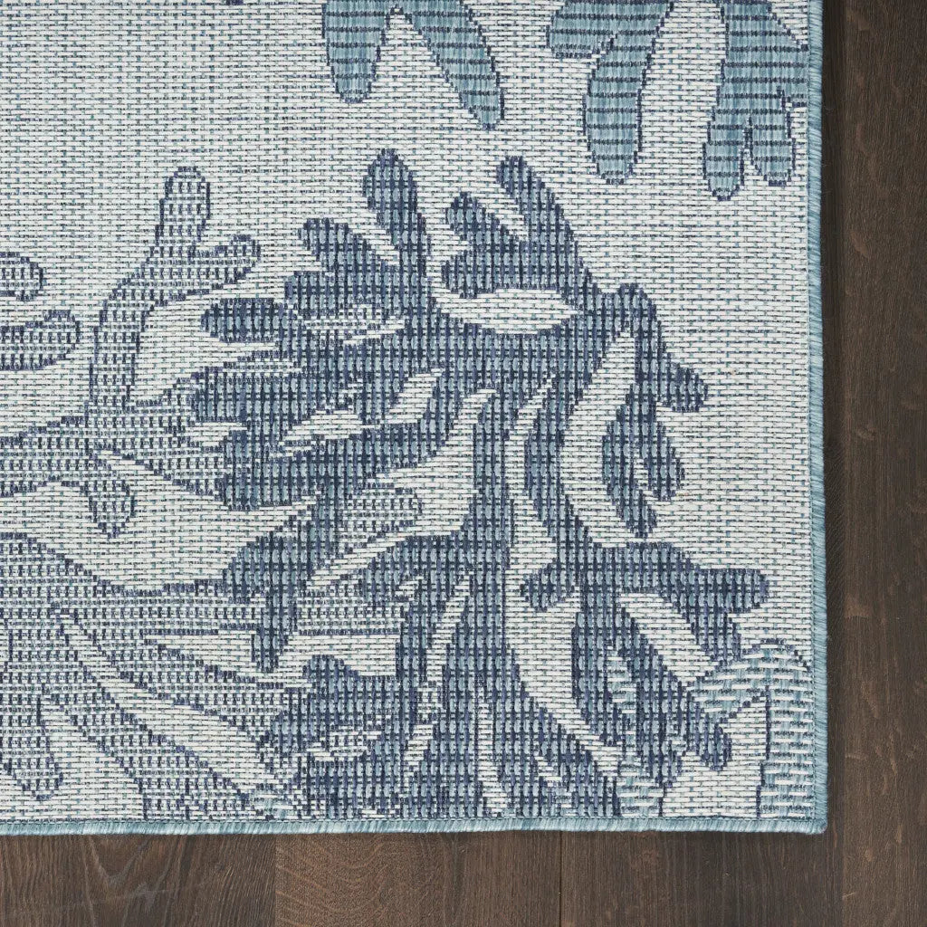 4' X 6' Navy Blue Ivory And Blue Nautical Indoor Outdoor Area Rug Homeroots Outdoor