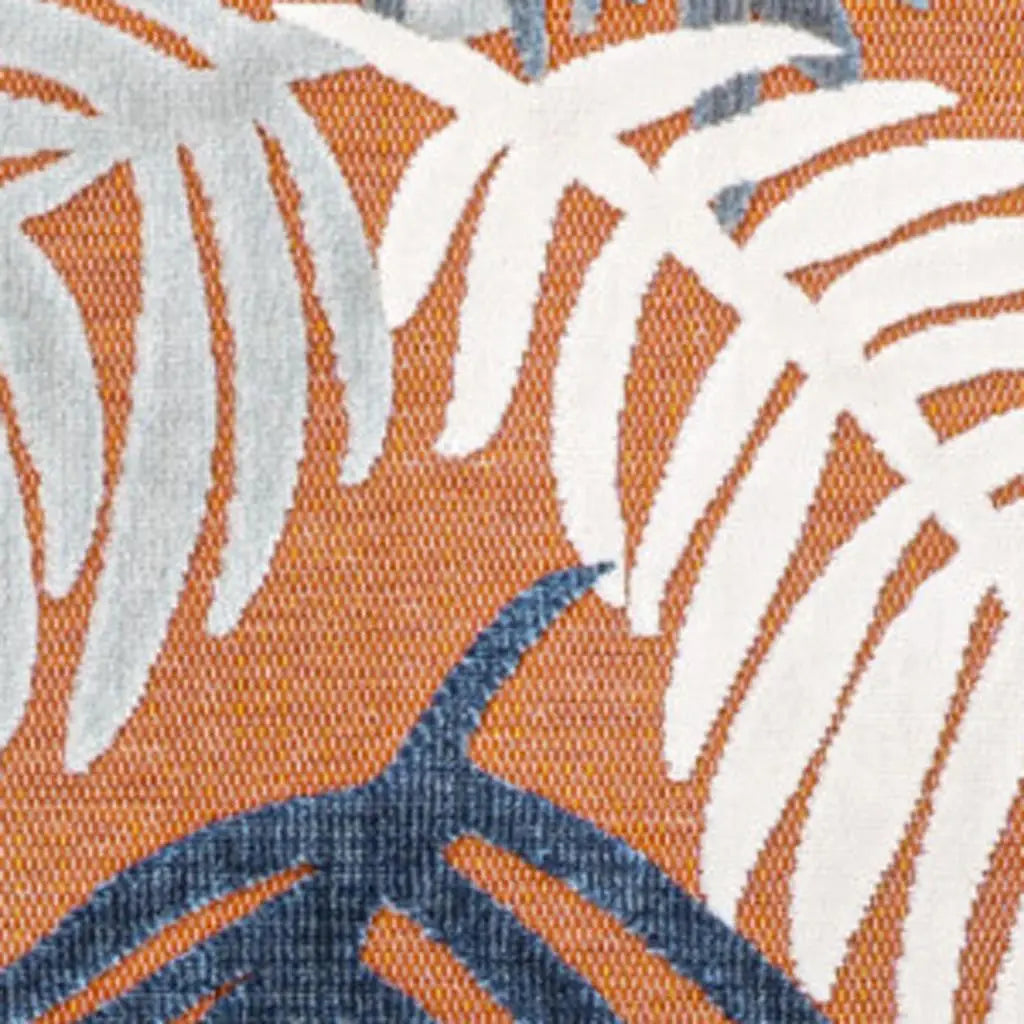 4' X 6' Orange Navy Blue And Ivory Floral Indoor Outdoor Area Rug - GreatEagleInc