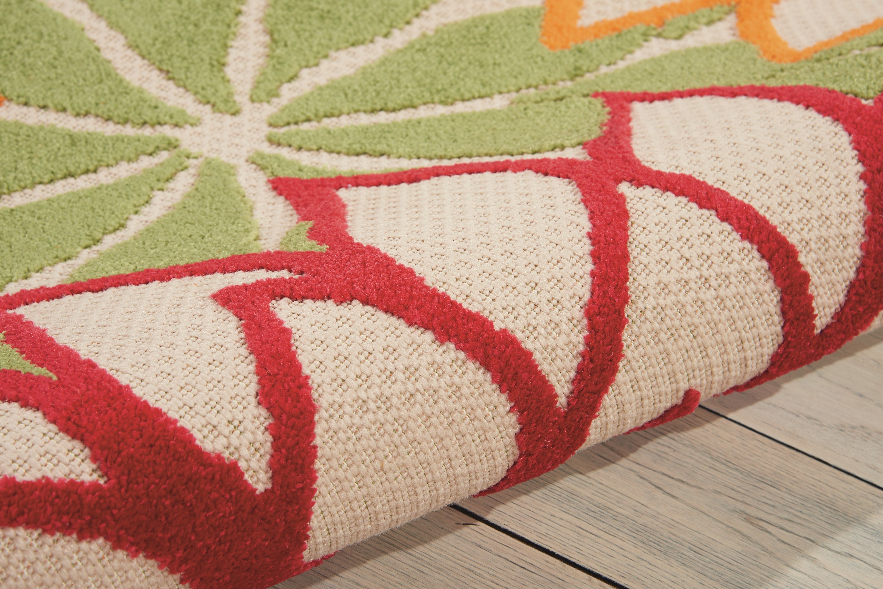 4' X 6' Orange Red Green And Blue Floral Indoor Outdoor Area Rug Homeroots Outdoor