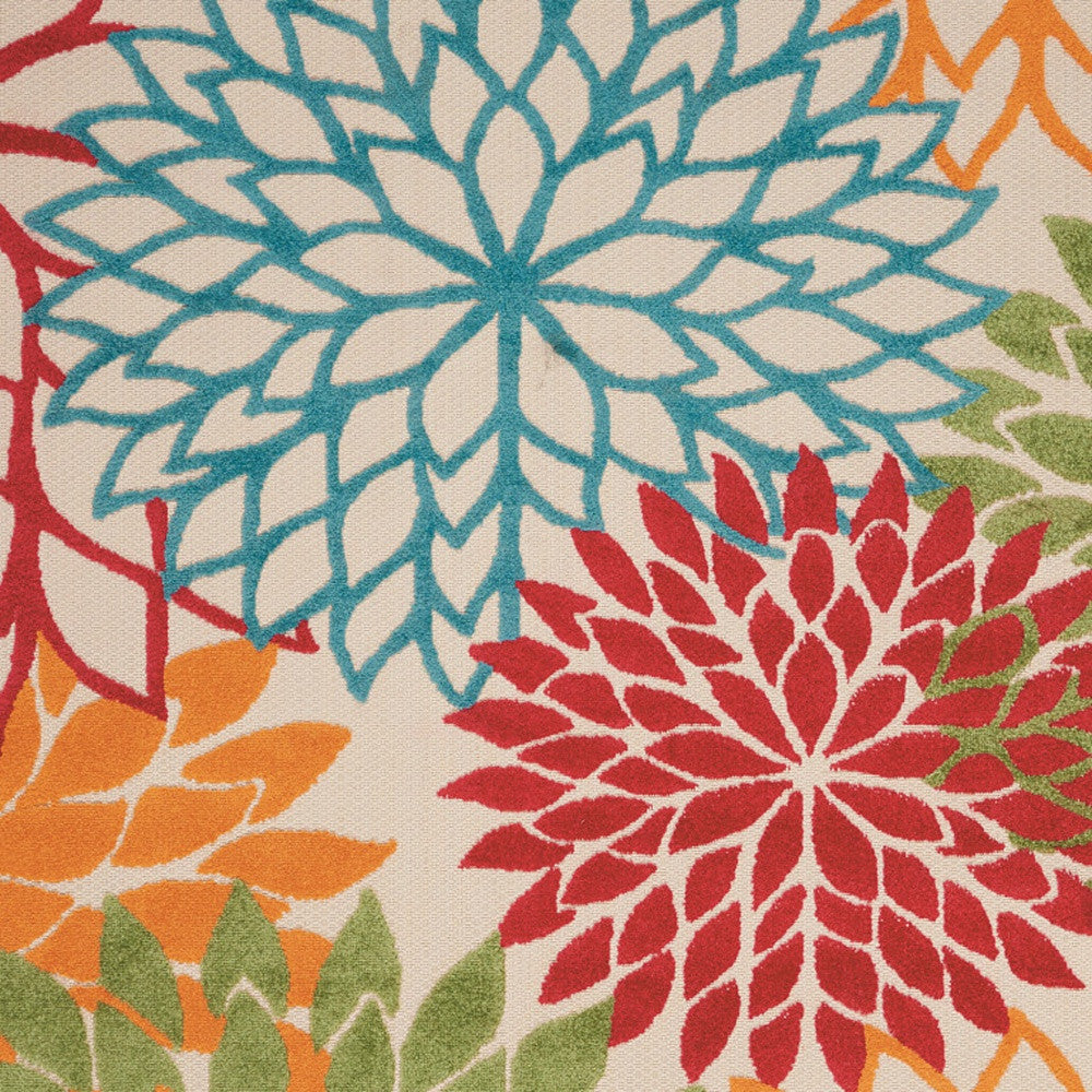 4' X 6' Orange Red Green And Blue Floral Indoor Outdoor Area Rug Homeroots Outdoor