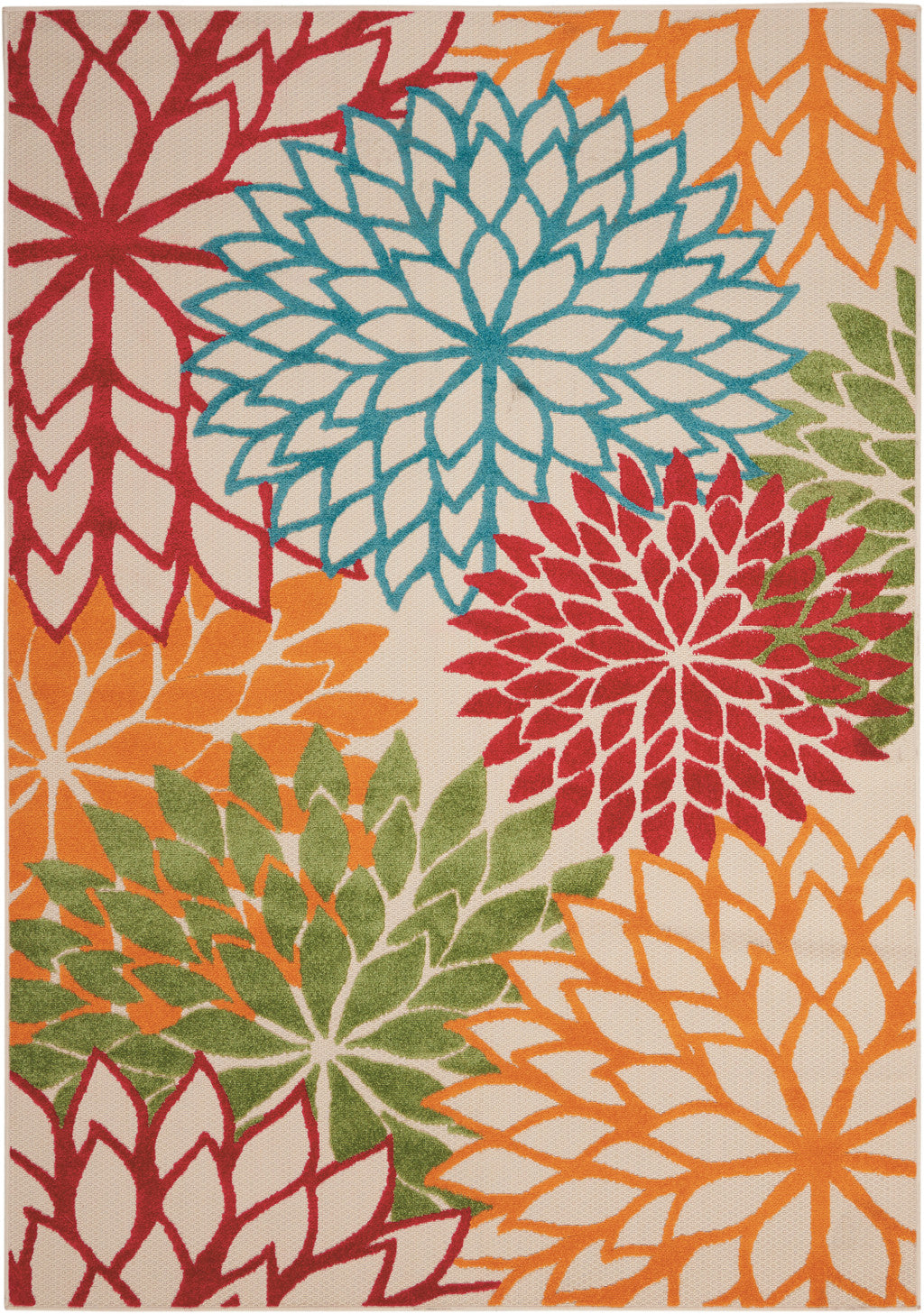 4' X 6' Orange Red Green And Blue Floral Indoor Outdoor Area Rug Homeroots Outdoor