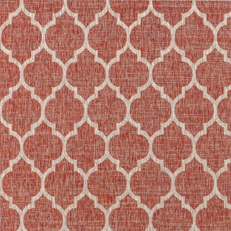 4' X 6' Red And Beige Geometric Indoor Outdoor Area Rug Homeroots Outdoor