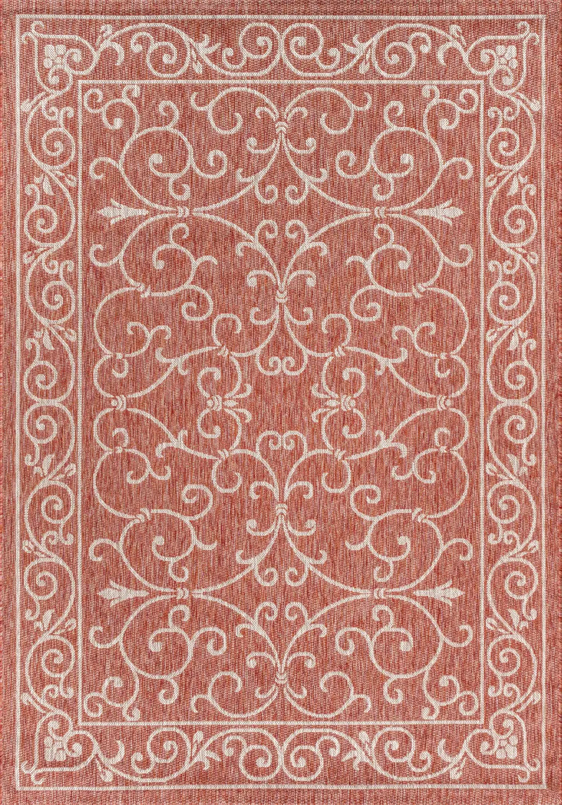 4' X 6' Red And Beige Medallion Indoor Outdoor Area Rug Homeroots Outdoor