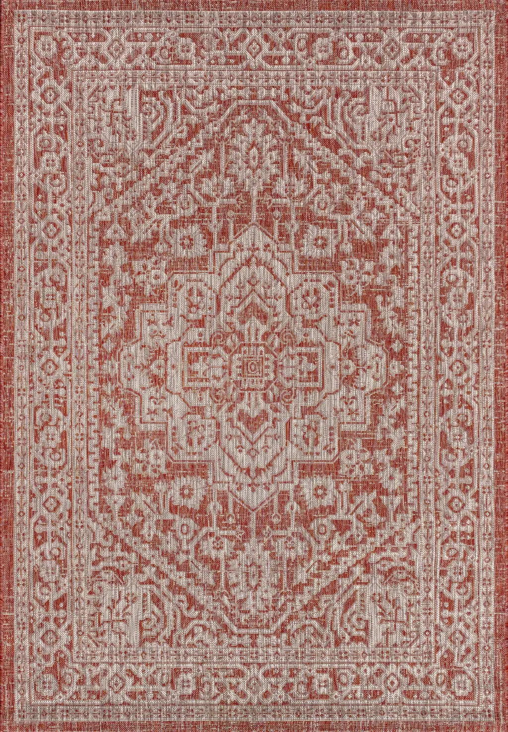 4' X 6' Red And Taupe Medallion Indoor Outdoor Area Rug Homeroots Outdoor
