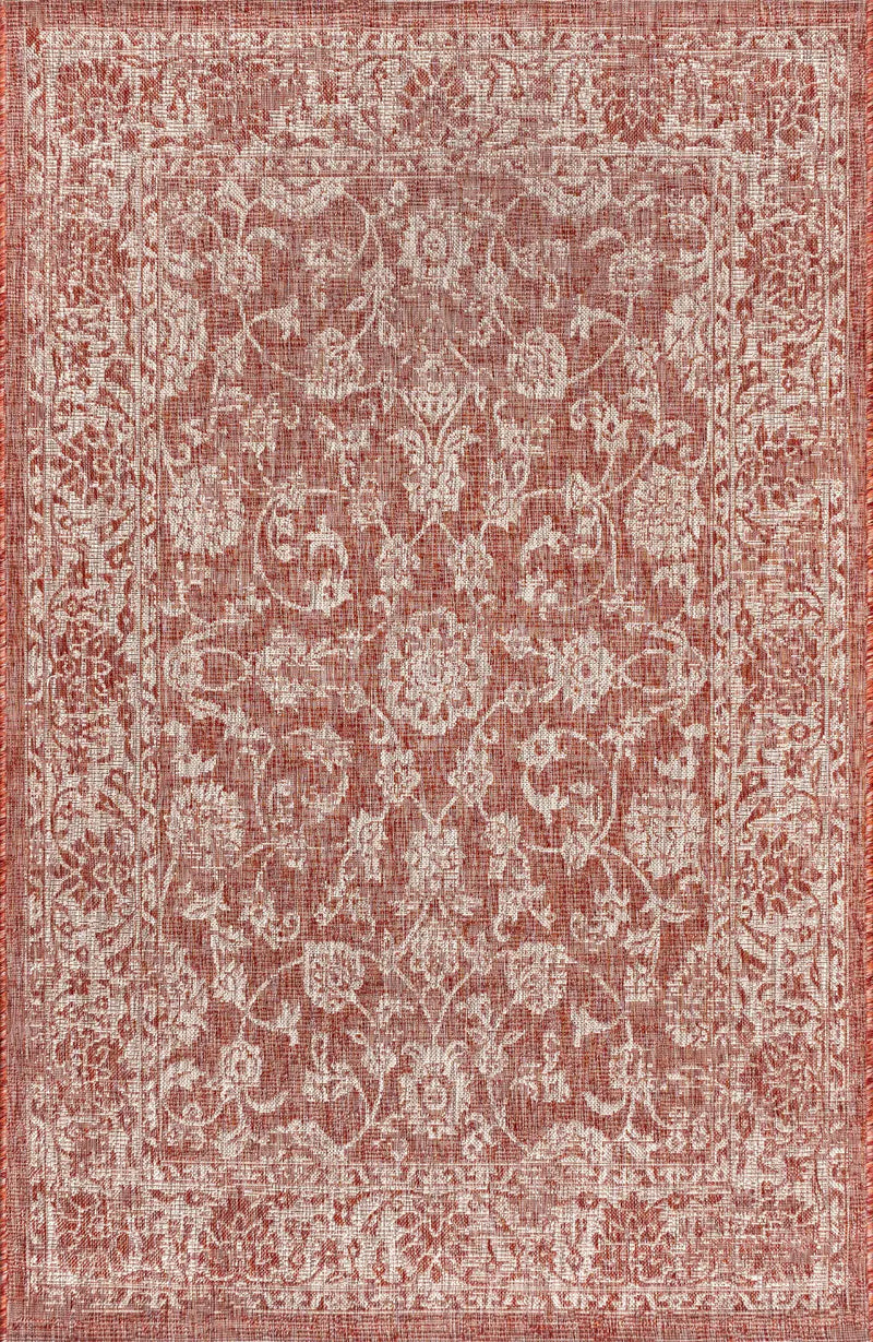 4' X 6' Red And Taupe Medallion Indoor Outdoor Area Rug Homeroots Outdoor