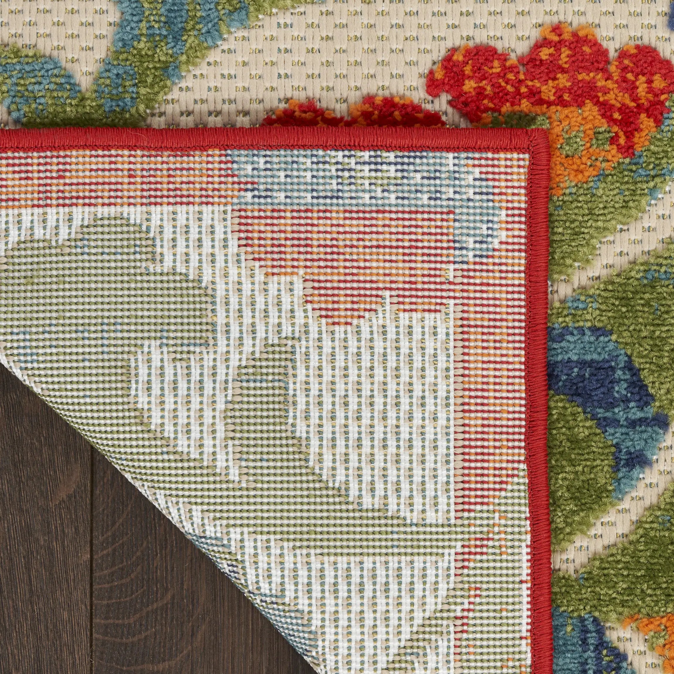 4' X 6' Red Gold Green And Teal Blue Floral Indoor Outdoor Area Rug Homeroots Outdoor