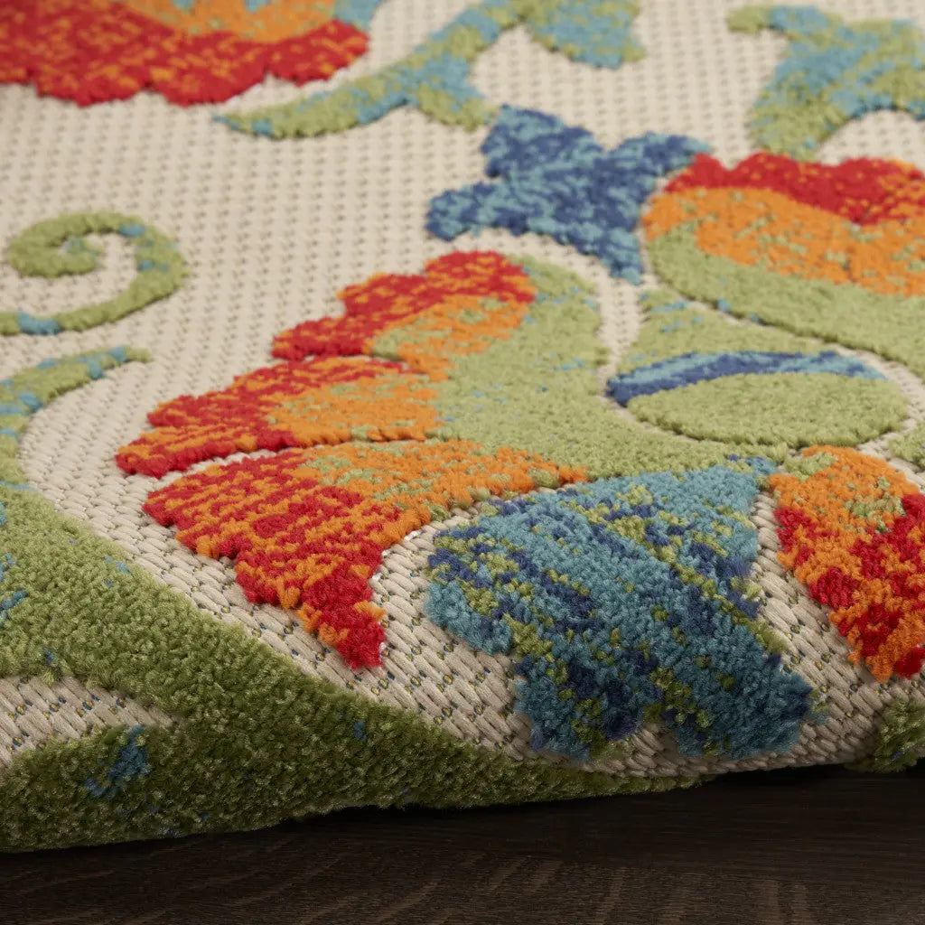 4' X 6' Red Gold Green And Teal Blue Floral Indoor Outdoor Area Rug Homeroots Outdoor