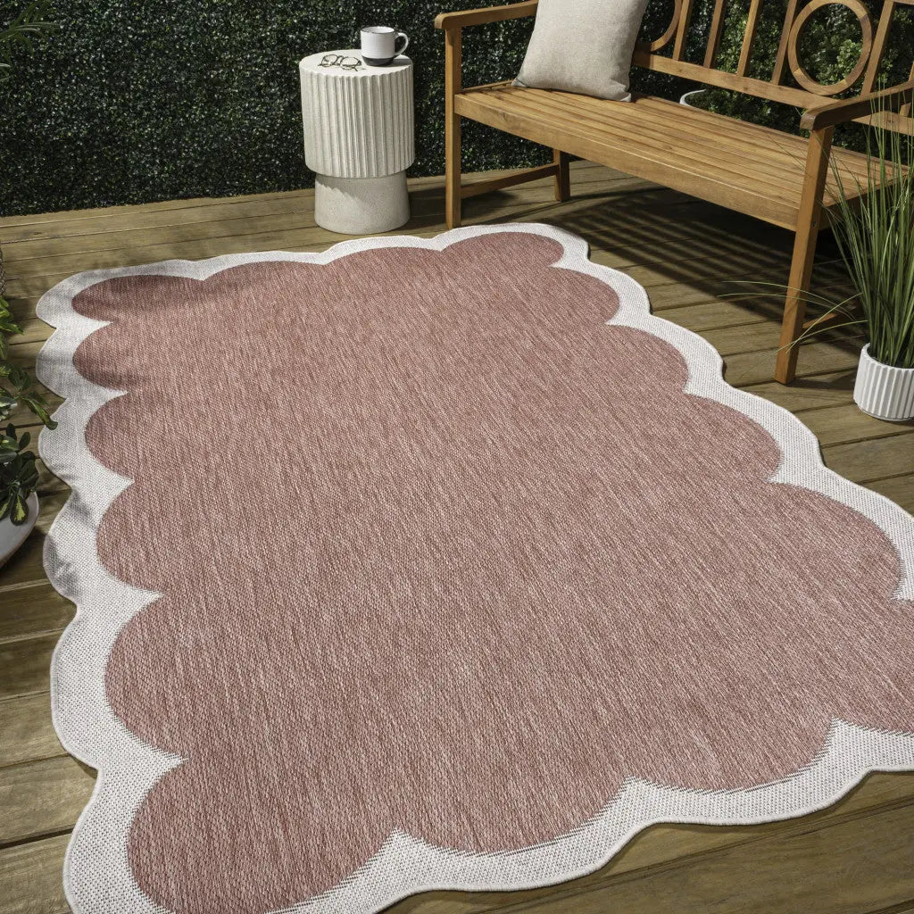4' X 6' Rose And Cream Indoor Outdoor Area Rug Homeroots Outdoor