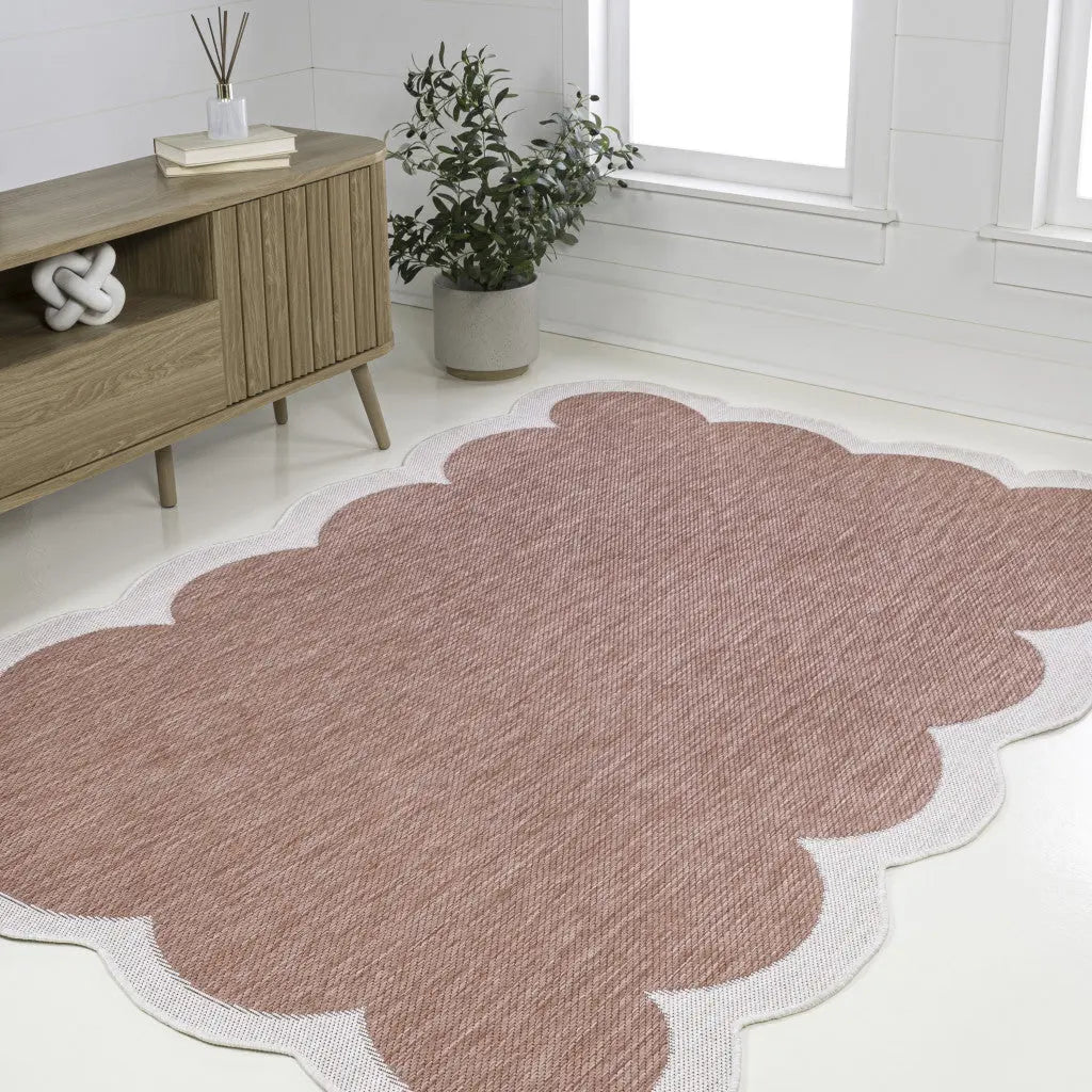 4' X 6' Rose And Cream Indoor Outdoor Area Rug Homeroots Outdoor