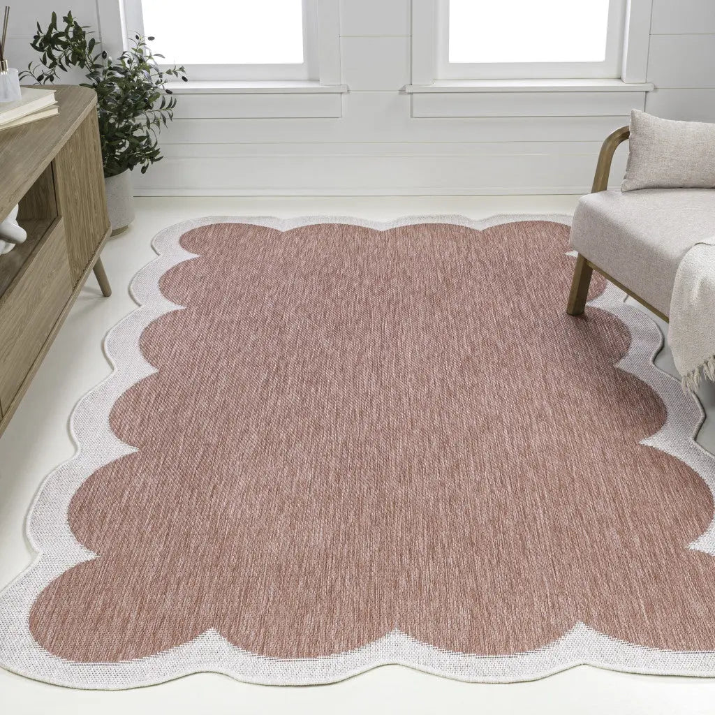4' X 6' Rose And Cream Indoor Outdoor Area Rug Homeroots Outdoor