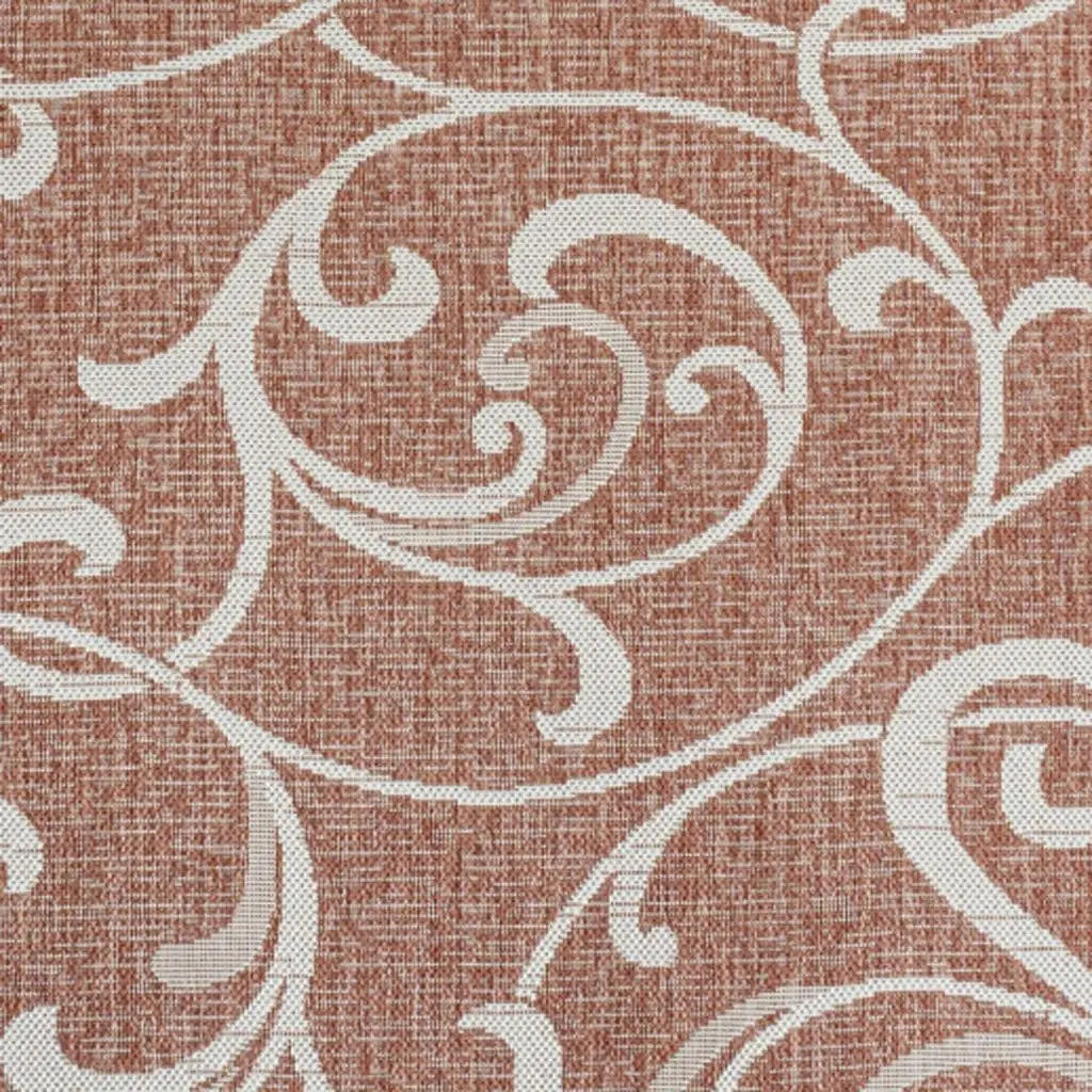 4' X 6' Salmon And Cream Floral Indoor Outdoor Area Rug - GreatEagleInc