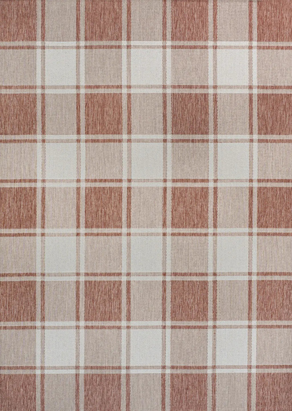4' X 6' Salmon And Cream Gingham Indoor Outdoor Area Rug Homeroots Outdoor