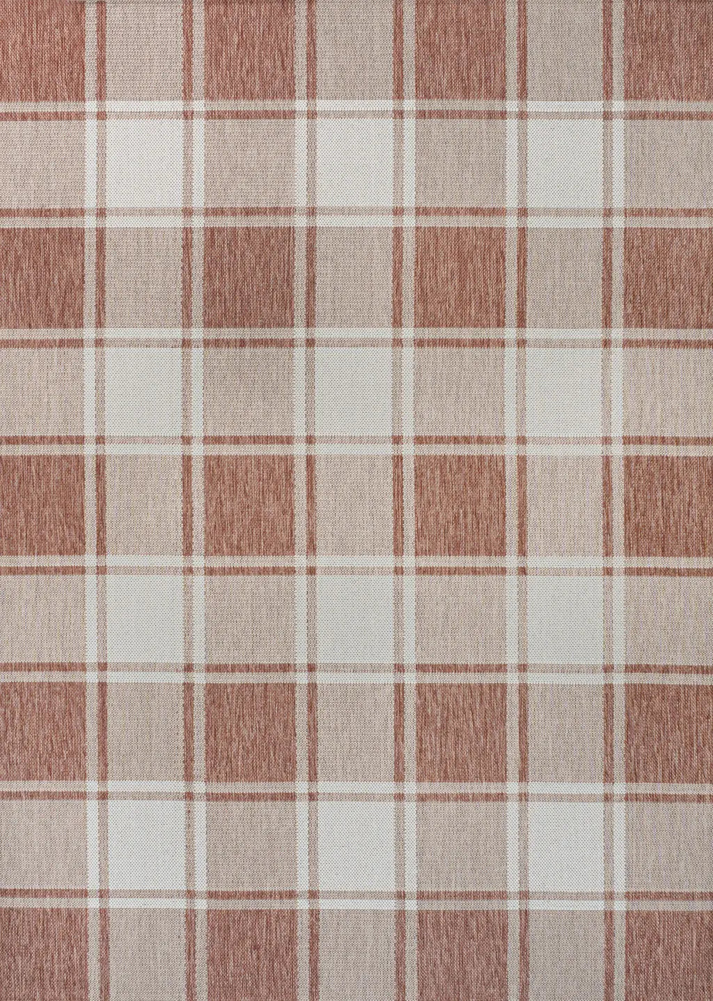 4' X 6' Salmon And Cream Gingham Indoor Outdoor Area Rug Homeroots Outdoor