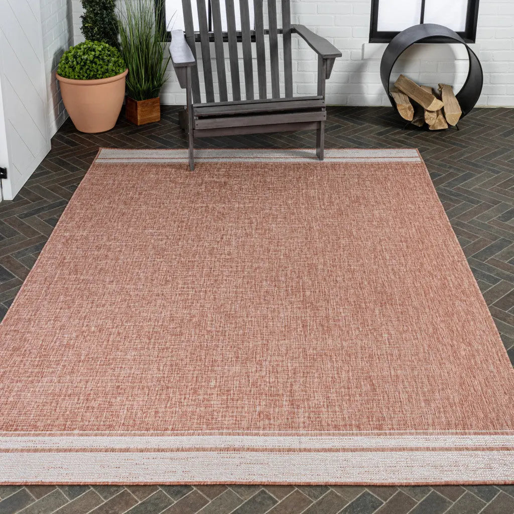 4' X 6' Salmon And Cream Indoor Outdoor Area Rug Homeroots Outdoor