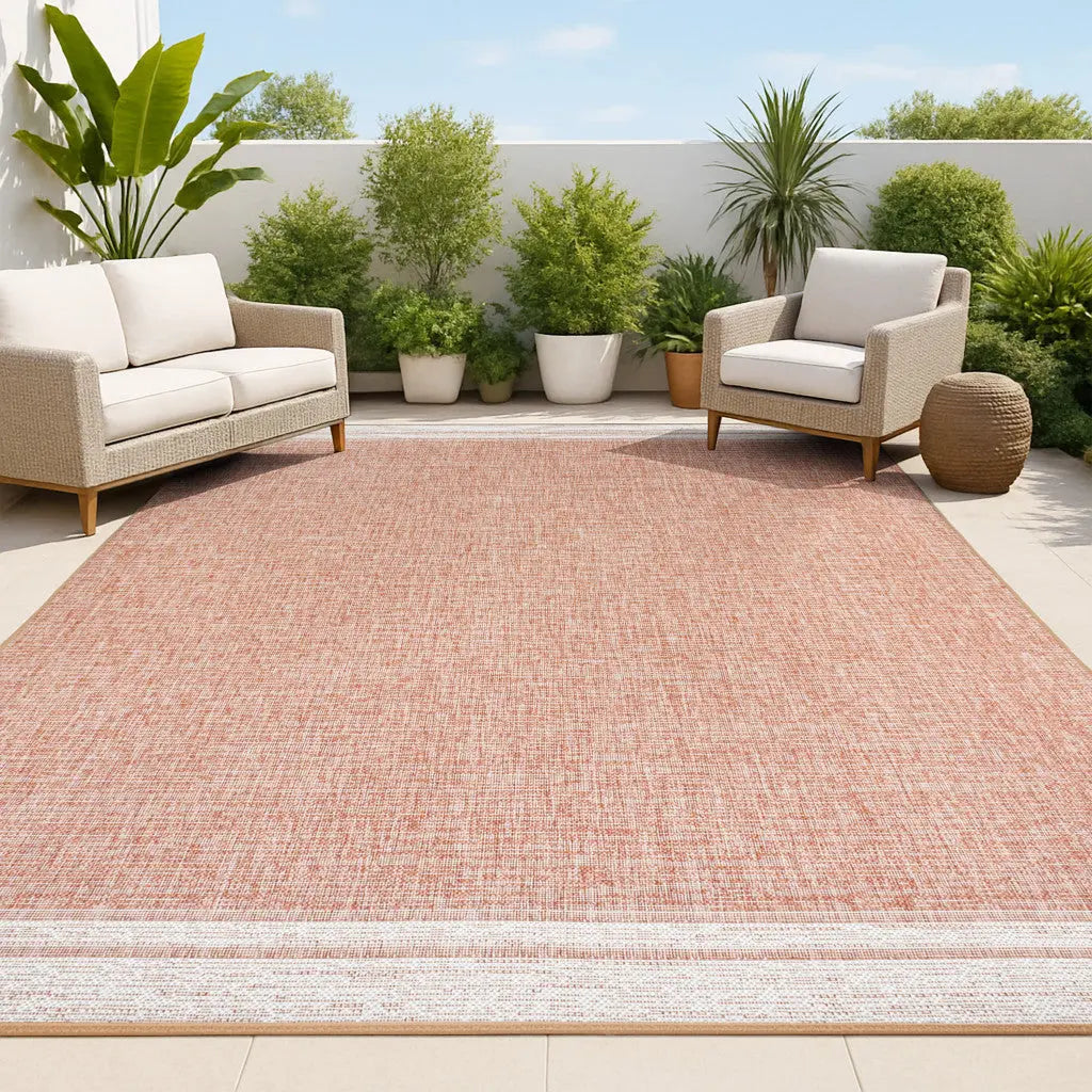 4' X 6' Salmon And Cream Indoor Outdoor Area Rug Homeroots Outdoor