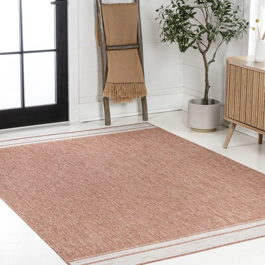 4' X 6' Salmon And Cream Indoor Outdoor Area Rug Homeroots Outdoor