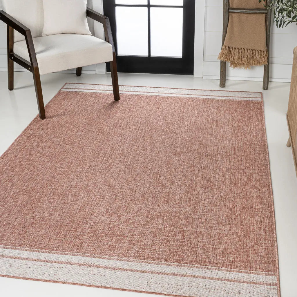 4' X 6' Salmon And Cream Indoor Outdoor Area Rug Homeroots Outdoor