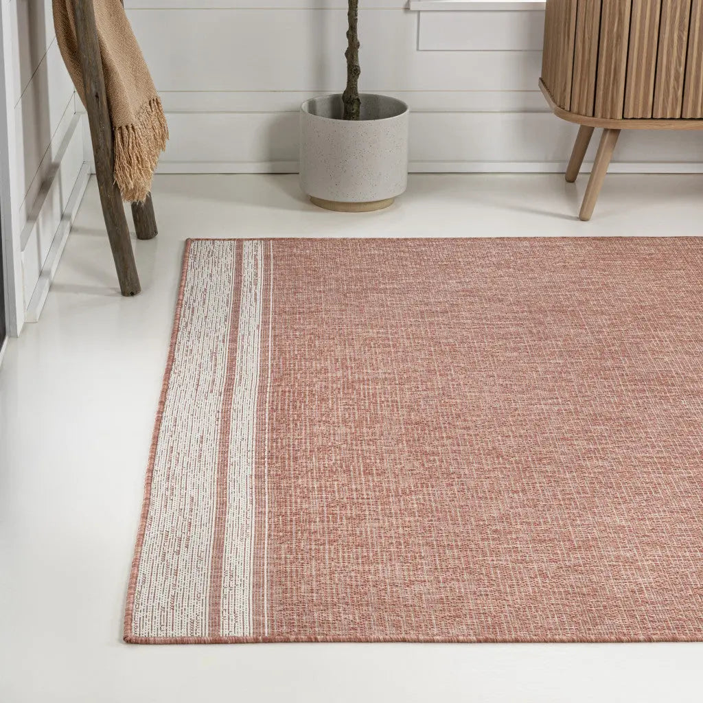 4' X 6' Salmon And Cream Indoor Outdoor Area Rug Homeroots Outdoor