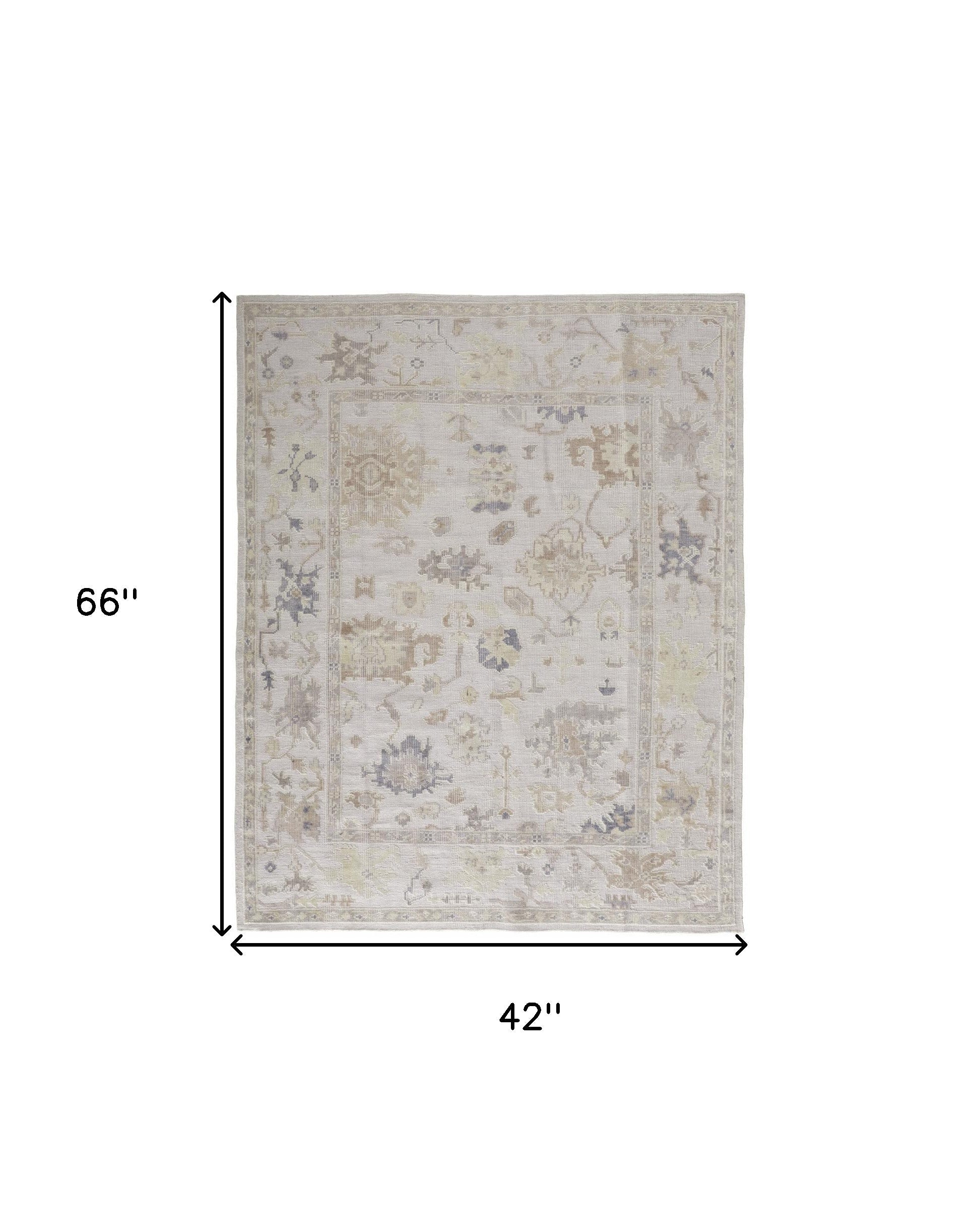 4' X 6' Tan Ivory And Orange Floral Hand Knotted Stain Resistant Area Rug Homeroots Outdoor