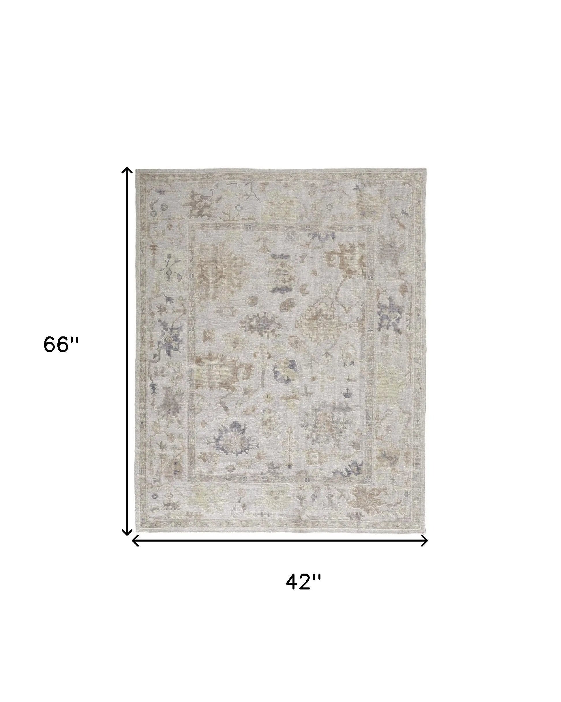 4' X 6' Tan Ivory And Orange Floral Hand Knotted Stain Resistant Area Rug Homeroots Outdoor