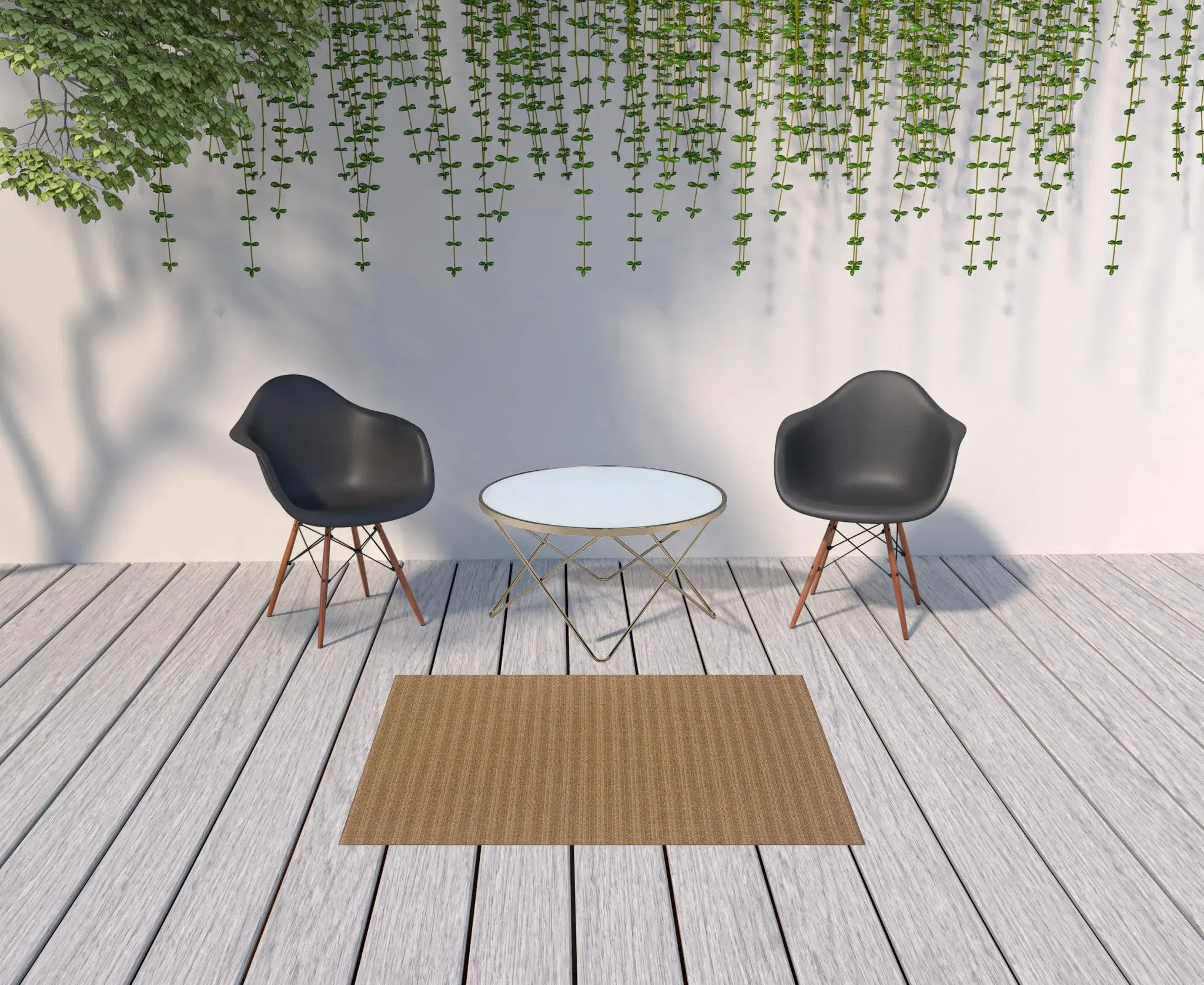 4' X 6' Tan Striped Stain Resistant Indoor Outdoor Area Rug Homeroots Outdoor