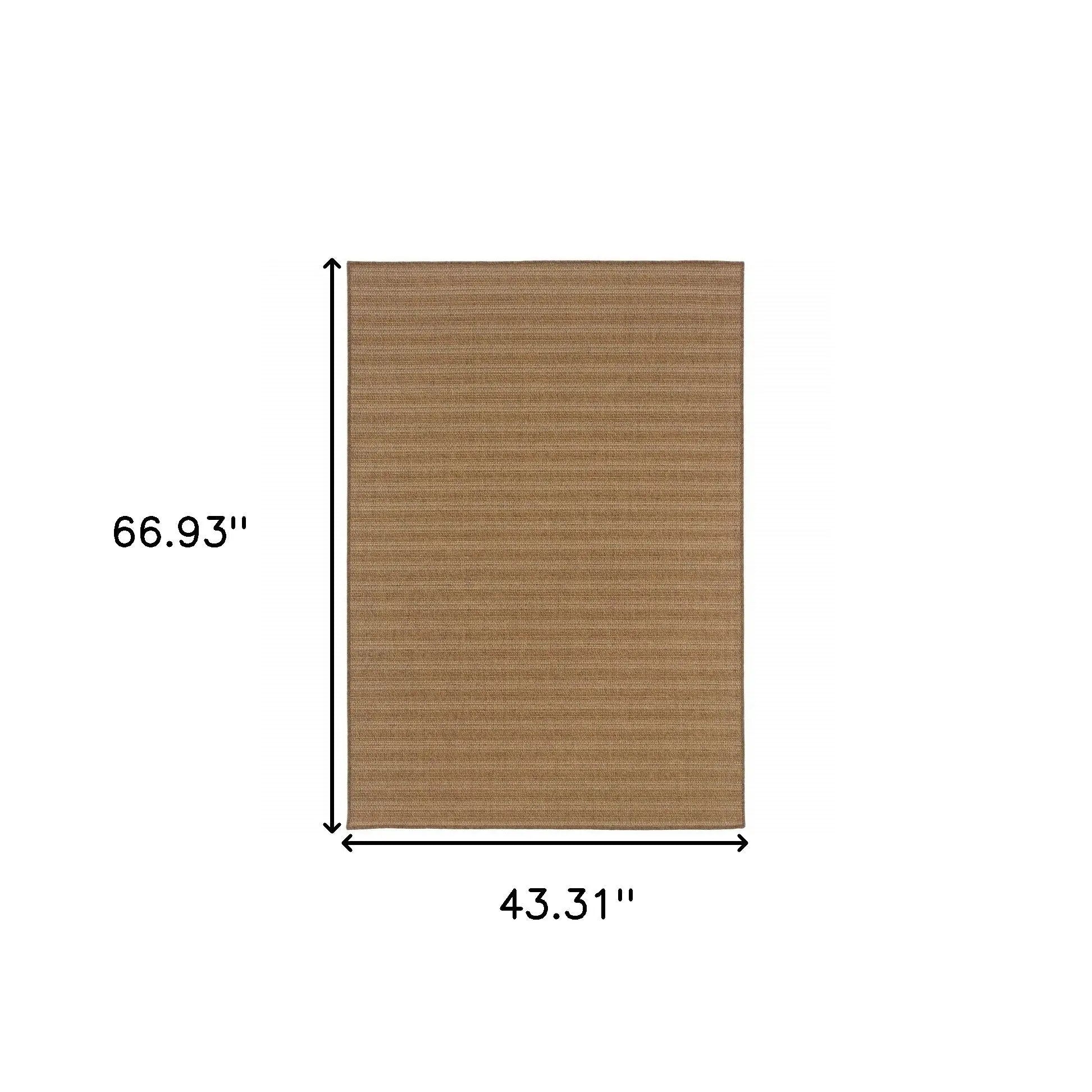 4' X 6' Tan Striped Stain Resistant Indoor Outdoor Area Rug Homeroots Outdoor