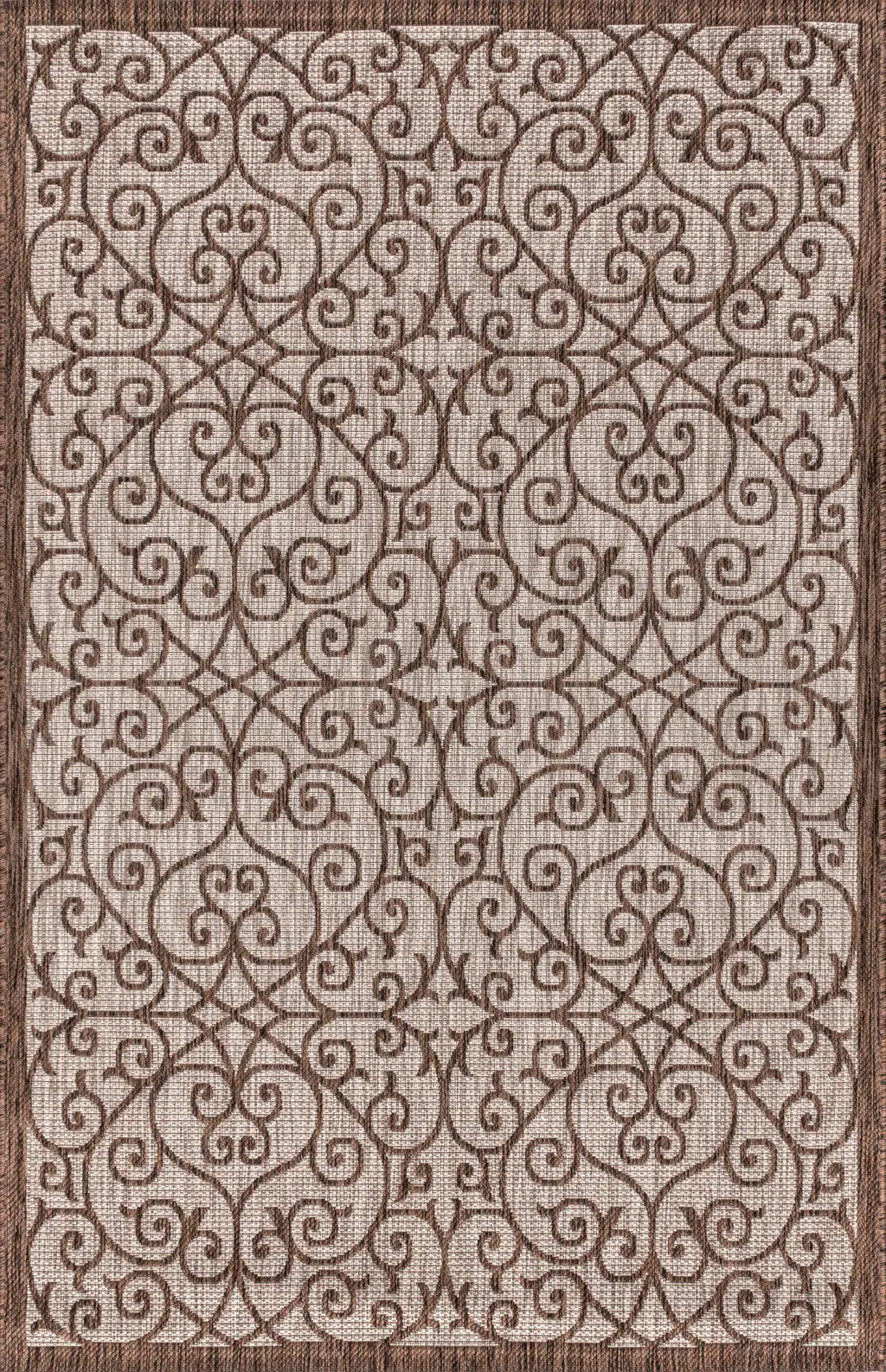 4' X 6' Taupe And Espresso Geometric Indoor Outdoor Area Rug Homeroots Outdoor