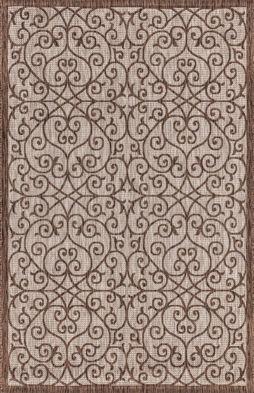 4' X 6' Taupe And Espresso Geometric Indoor Outdoor Area Rug Homeroots Outdoor