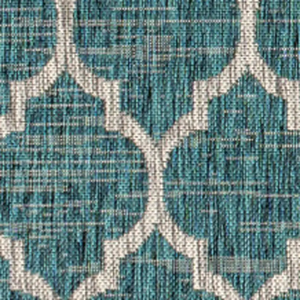 4' X 6' Teal Blue And Gray Geometric Indoor Outdoor Area Rug Homeroots Outdoor