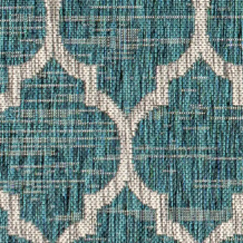 4' X 6' Teal Blue And Gray Geometric Indoor Outdoor Area Rug Homeroots Outdoor