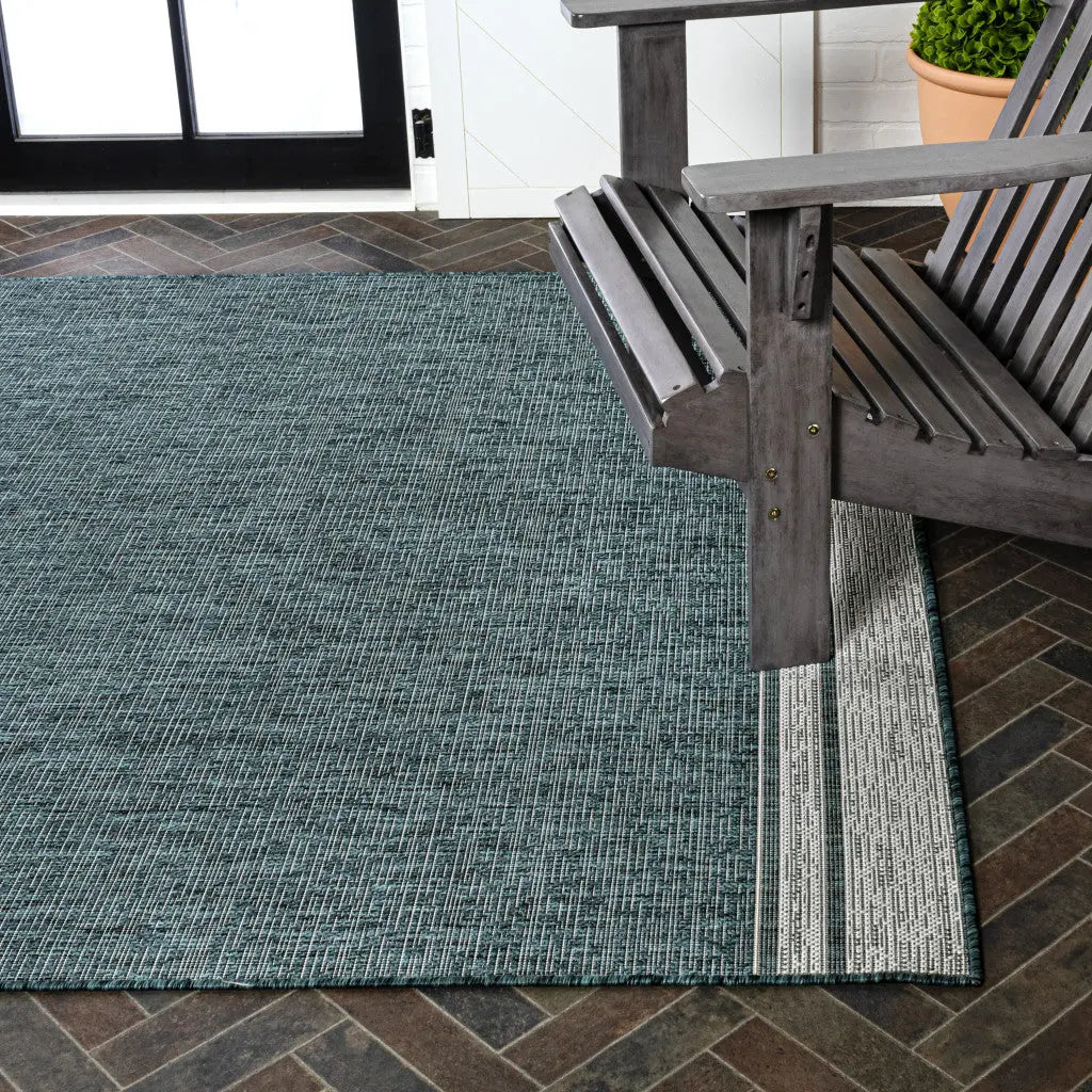 4' X 6' Turquoise And Cream Indoor Outdoor Area Rug Homeroots Outdoor