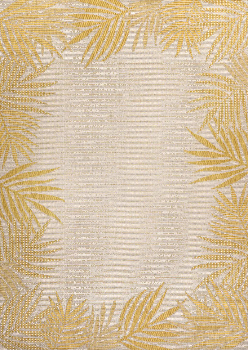 4' X 6' Yellow And Cream Floral Indoor Outdoor Area Rug Homeroots Outdoor