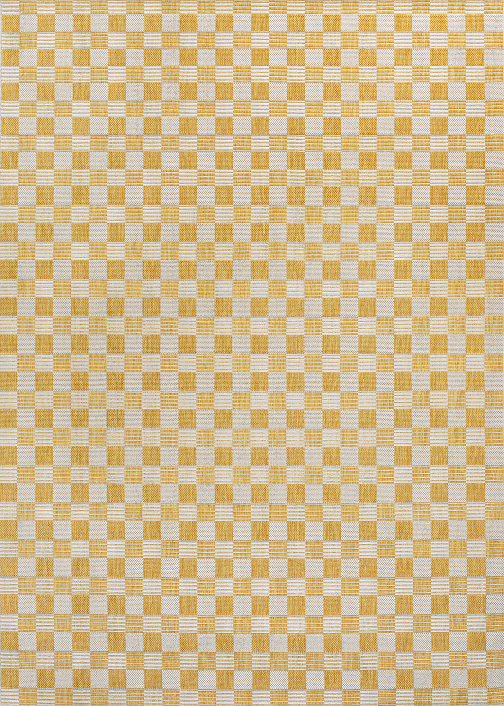 4' X 6' Yellow And Cream Geometric Indoor Outdoor Area Rug - GreatEagleInc