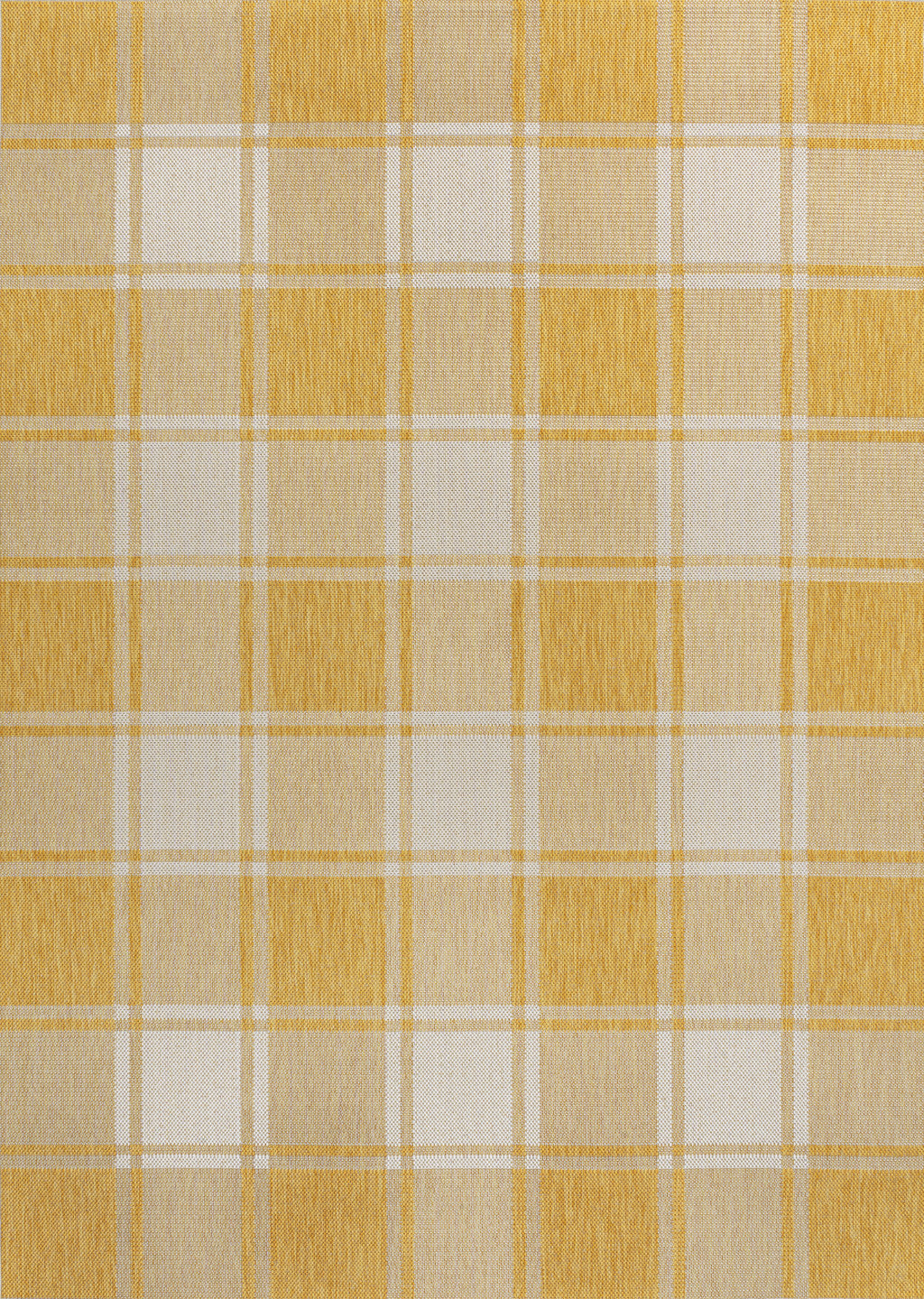 4' X 6' Yellow And Cream Gingham Indoor Outdoor Area Rug - GreatEagleInc