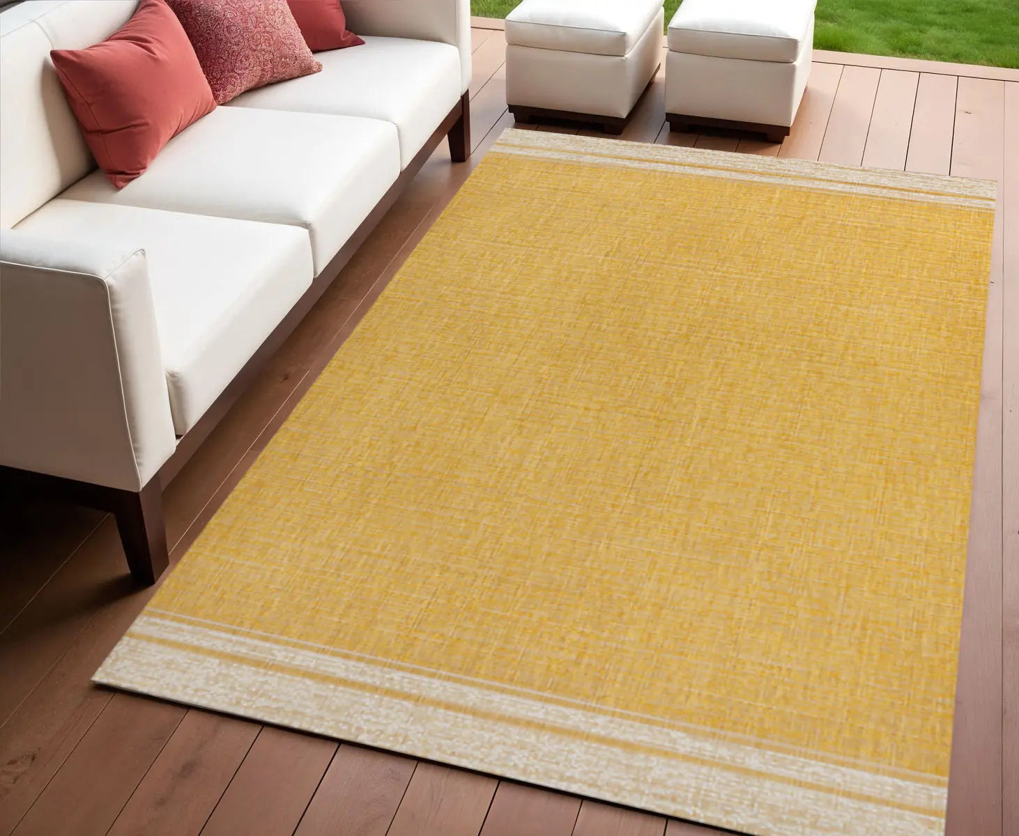 4' X 6' Yellow And Cream Indoor Outdoor Area Rug Homeroots Outdoor