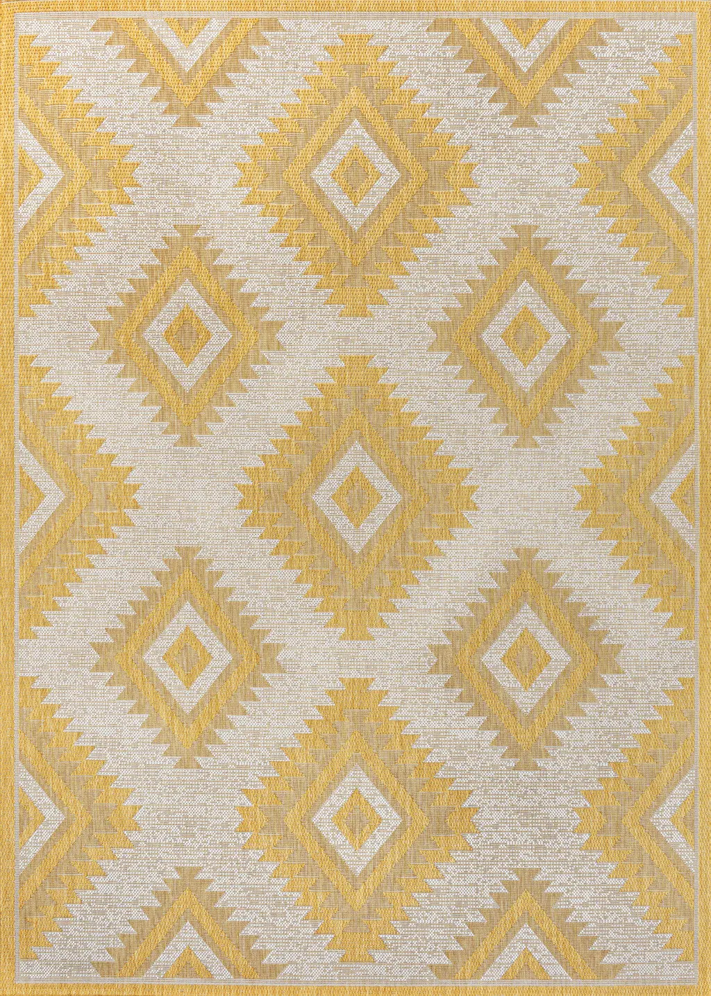 4' X 6' Yellow And Cream Moroccan Indoor Outdoor Area Rug - GreatEagleInc