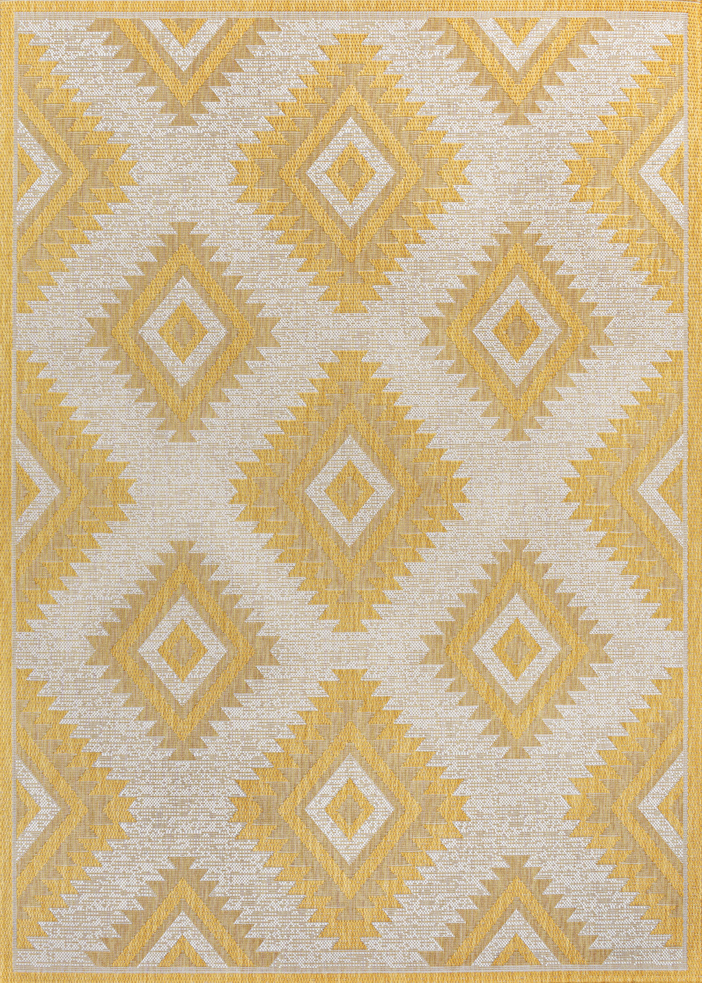 4' X 6' Yellow And Cream Moroccan Indoor Outdoor Area Rug - GreatEagleInc