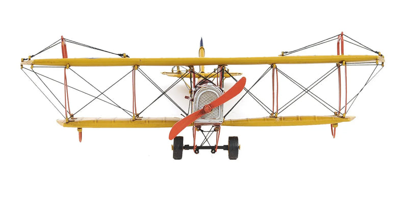 4" Yellow Metal Hand Painted Model Airplane Tabletop Sculpture Homeroots Home Decor