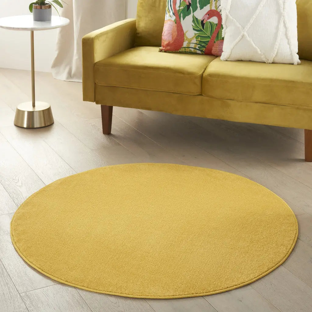 4' Yellow Round Indoor Outdoor Area Rug - GreatEagleInc