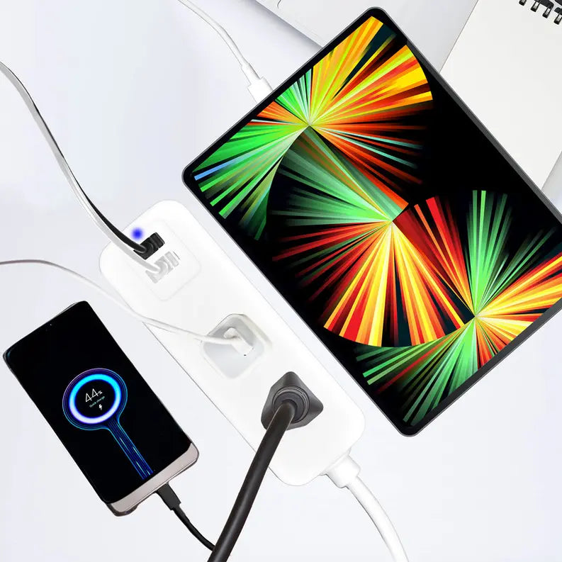 5 FT Extension Cord 2 Outlets + 1 USB + 1 Type C With Surge Protection CIAO Tech