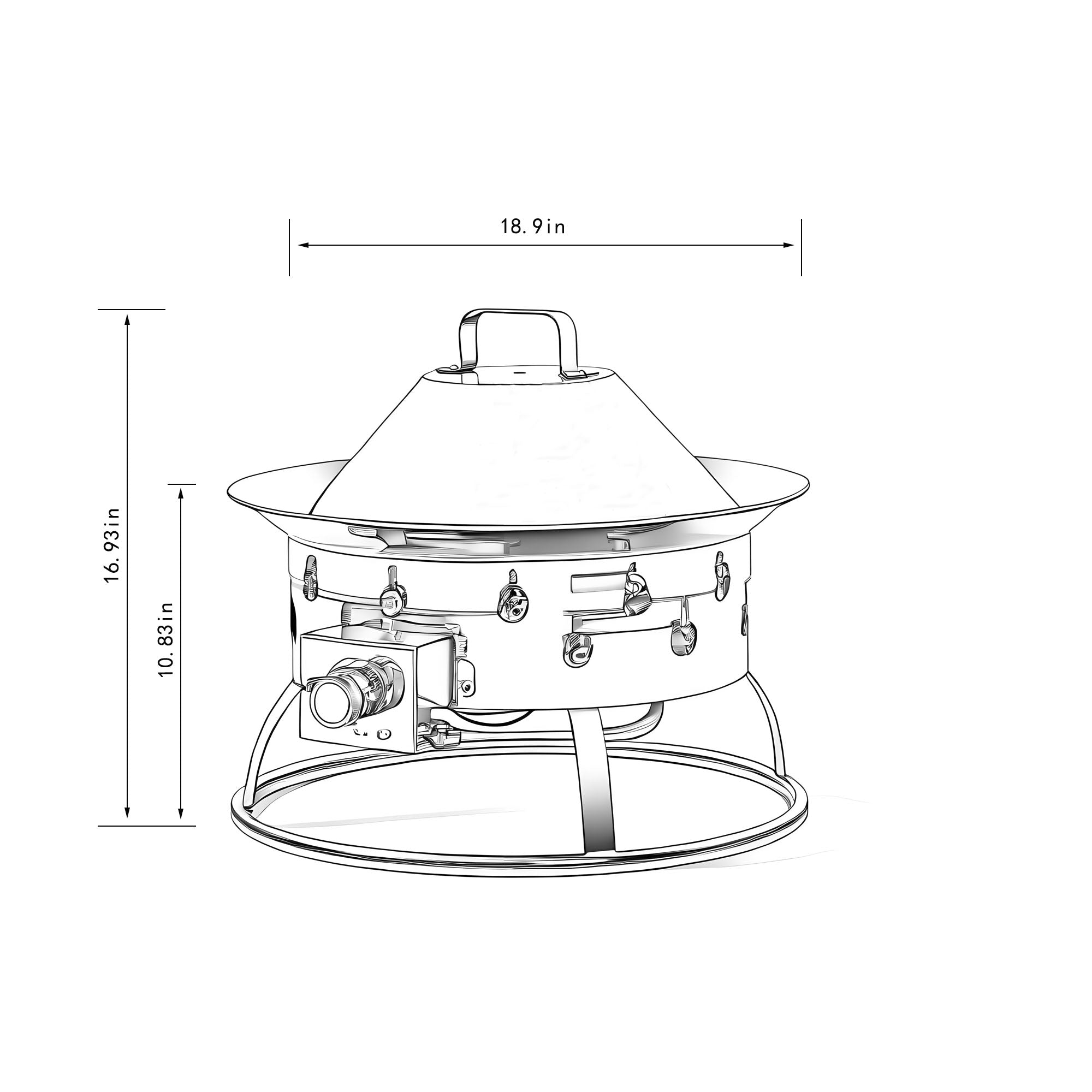 50000 BTU 19" Black Steel Propane Round Fire Pit - GreatEagleInc