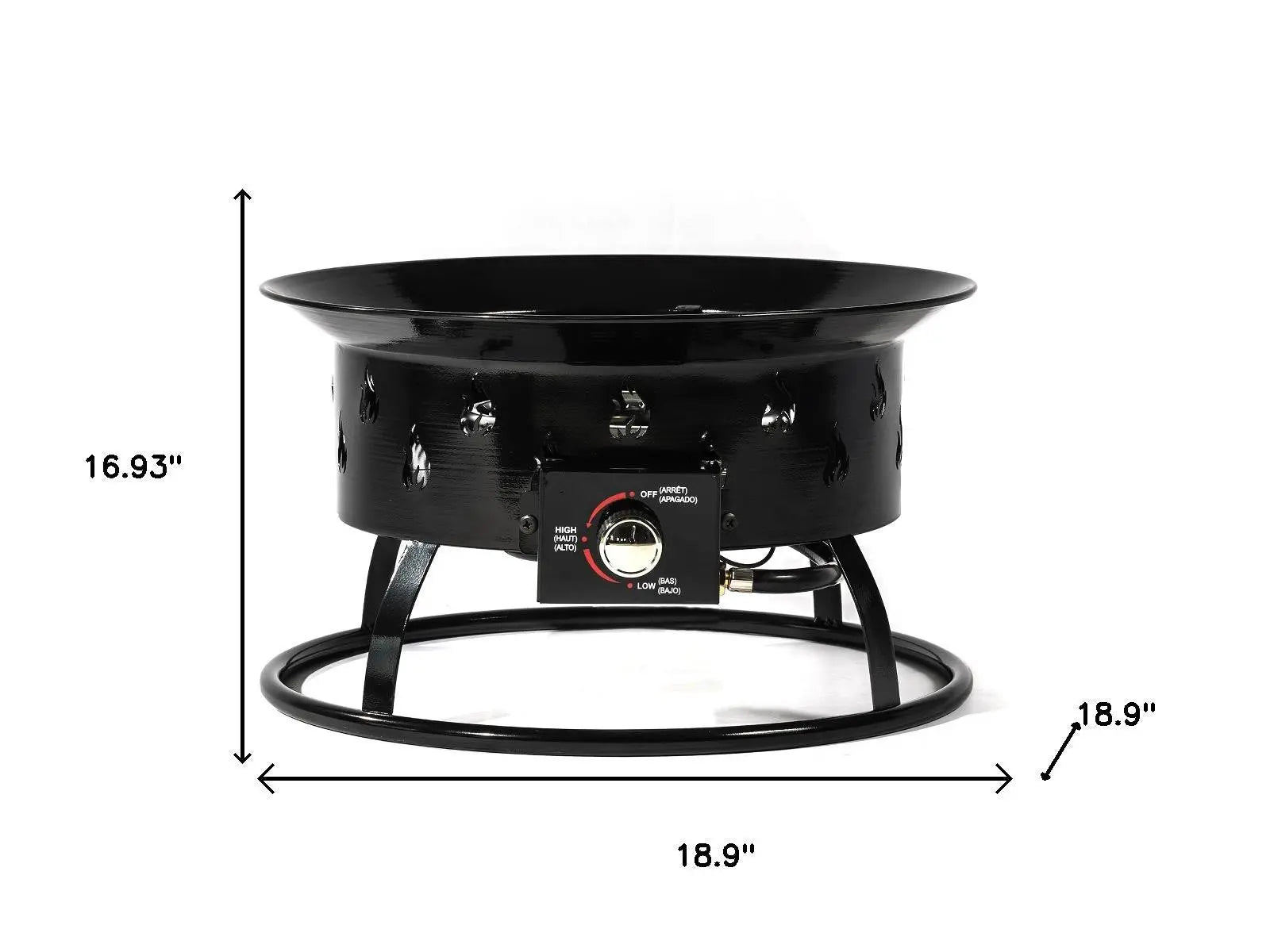 50000 BTU 19" Black Steel Propane Round Fire Pit - GreatEagleInc