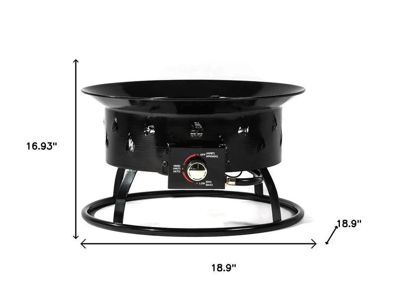 50000 BTU 19" Black Steel Propane Round Fire Pit - GreatEagleInc
