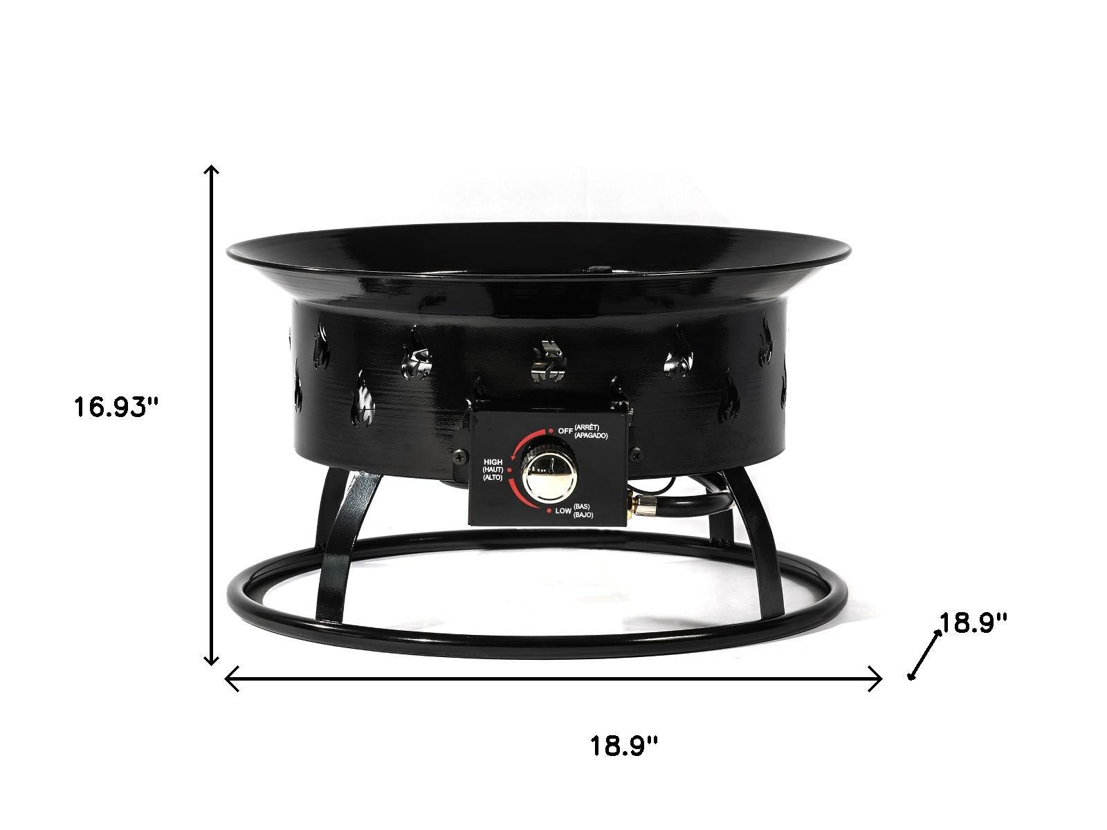 50000 BTU 19" Black Steel Propane Round Fire Pit - GreatEagleInc